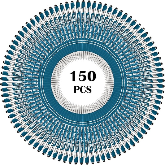 Up to 500 Pcs Custom Pens Bulk | Rainbow of Colors | Soft-Touch Metal Black Ink Personalized with Name or Message (Light Blue, 150 pcs)