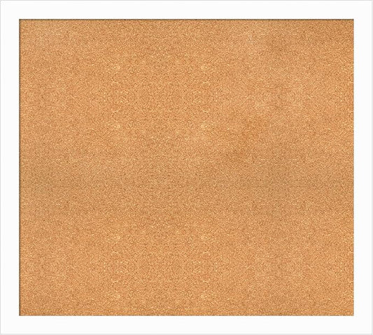 Amanti Art Natural Cork Board for Wall, 35x39 Vision Board with White Frame, X-Large Corkboard Office Decor for Home Organization, Casual Corkboard Pinboard to Display Items for Home Organization in