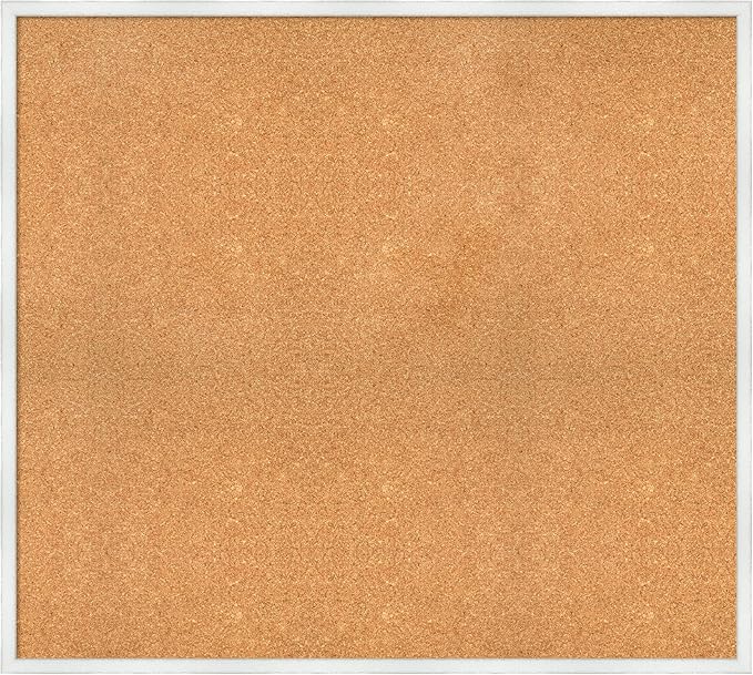 Amanti Art Natural Cork Board for Wall, 35x39 Vision Board with White Frame, Oversize Corkboard Office Decor for Home Organization, Country Rustic Corkboard Pinboard to Display Items for Home