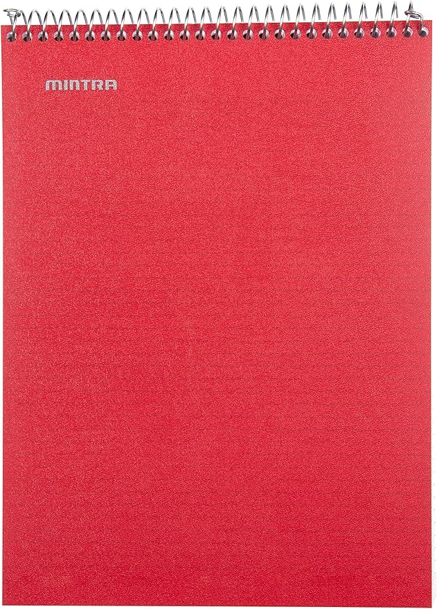 Mintra Office TOP BOUND Durable Spiral Notebooks (Red, College Ruled 3pk)
