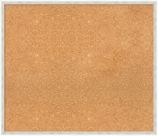 Amanti Art Natural Cork Board for Wall, 25x29 Vision Board with White Frame, Large Corkboard Office Decor for Home Organization, Modern Corkboard Pinboard to Display Items for Home Organization in