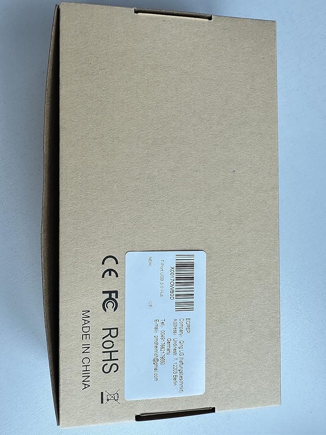 USB Hub, VKUSRA 7 Port USB Hub 3.0 with 4ft USB Long Cable, and Aluminum USB 3.0 Hub with Individual On/Off Switch and LED Indicator, USB Splitter for Laptop & PC, Power Adapter Not Included