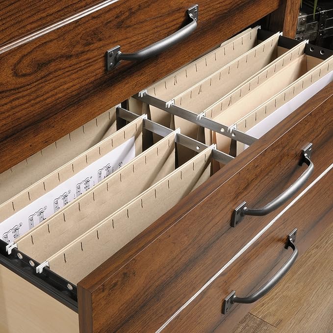 Sauder Carson Forge 2 Drawer Lateral File Cabinet, Rustic Vintage Style Filing Drawers, in Washington Cherry