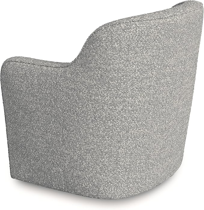 Upholstered 360° Barrel Back Swivel Chair | Accent Chairs for Living Room & Bedroom | Decorative Home Furniture, White Boucle with Gray Yarn