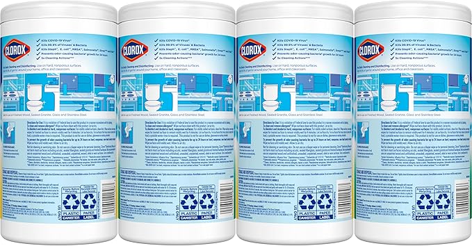 Clorox Disinfecting Wipes Value Pack, Bleach Free Cleaning Wipes, Dorm Room Essentials, 75 Count Each, Pack of 4