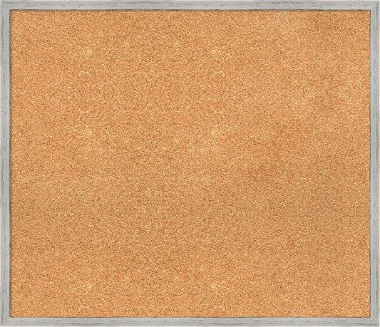 Amanti Art Natural Cork Board for Wall, 25x29 Vision Board with White Frame, Large Corkboard Office Decor for Home Organization, Cottage Corkboard Pinboard to Display Items for Home Organization in