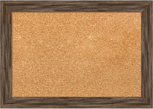 Amanti Art Natural Cork Board for Wall, 15x21 Vision Board with Brown Wood Frame, Small Corkboard Office Decor for Home Organization, Country Rustic Corkboard Pinboard to Display Items for Home