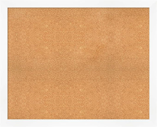 Amanti Art Natural Cork Board for Wall, 33x41 Vision Board with White Frame, X-Large Corkboard Office Decor for Home Organization, Modern Corkboard Pinboard to Display Items for Home Organization in