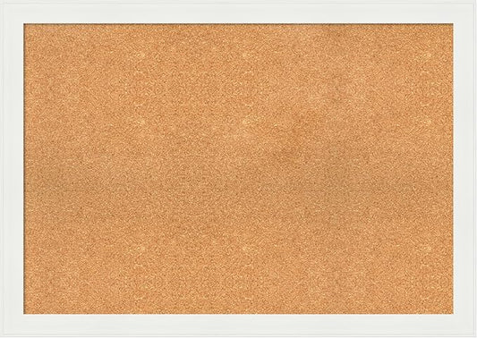 Amanti Art Natural Cork Board for Wall, 29x41 Vision Board with White Frame, Large Corkboard Office Decor for Home Organization, Casual Corkboard Pinboard to Display Items for Home Organization in