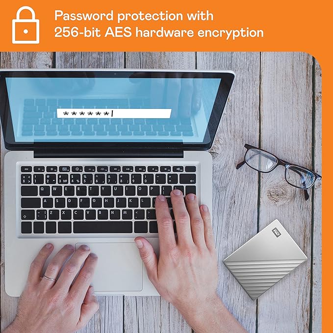 WD 4TB My Passport Ultra, Silver, Portable External Hard Drive, backup software with defense against ransomware, and password protection, USB-C and USB 3.1 - WDBFTM0040BSL-WESN