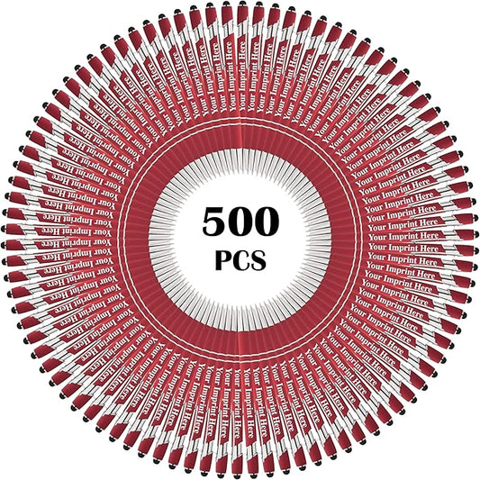 Up to 500 Pcs Custom Pens Bulk | Rainbow of Colors | Soft-Touch Metal Black Ink Personalized with Name or Message (Red, 500 pcs)