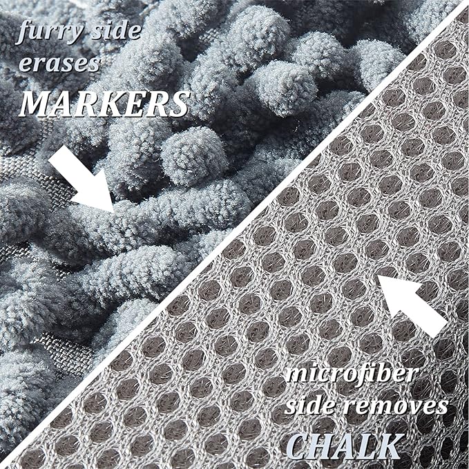 Zonon 4 Pieces Dry Erase Eraser Microfiber Shag Washable Whiteboard Eraser for Markers, Chalk, Classroom, Home and Office(Blue, Pink)