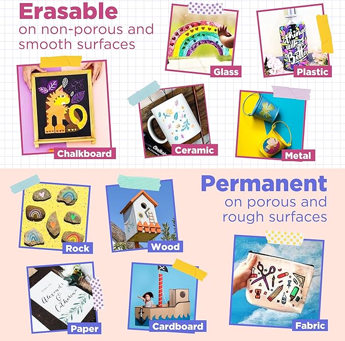 Chalkola Chalk Markers - Pack of 40 (Neon, Pastel & Metallic) Liquid Chalk Pens - For Chalkboard, Blackboard, Window, Labels, Bistro, Glass, Car, Board - Wet Wipe Erasable Ink - 6mm Reversible Tip