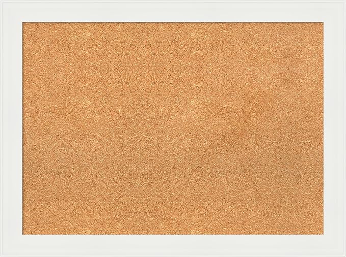Amanti Art Natural Cork Board for Wall, 23x31 Vision Board with White Frame, Medium Corkboard Office Decor for Home Organization, Casual Corkboard Pinboard to Display Items for Home Organization in