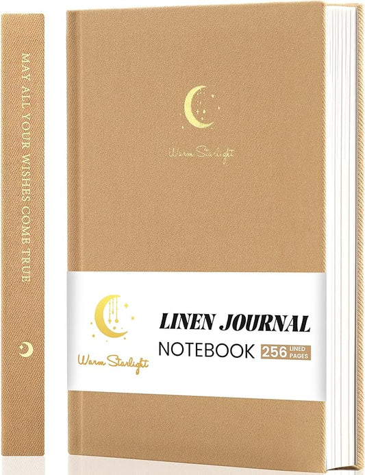 CAGIE Journal for Women Fabric Journal Notebook with 256 Pages 120 GSM Journals for Writing with Gift Box, 5.7x8.3 In, Brown