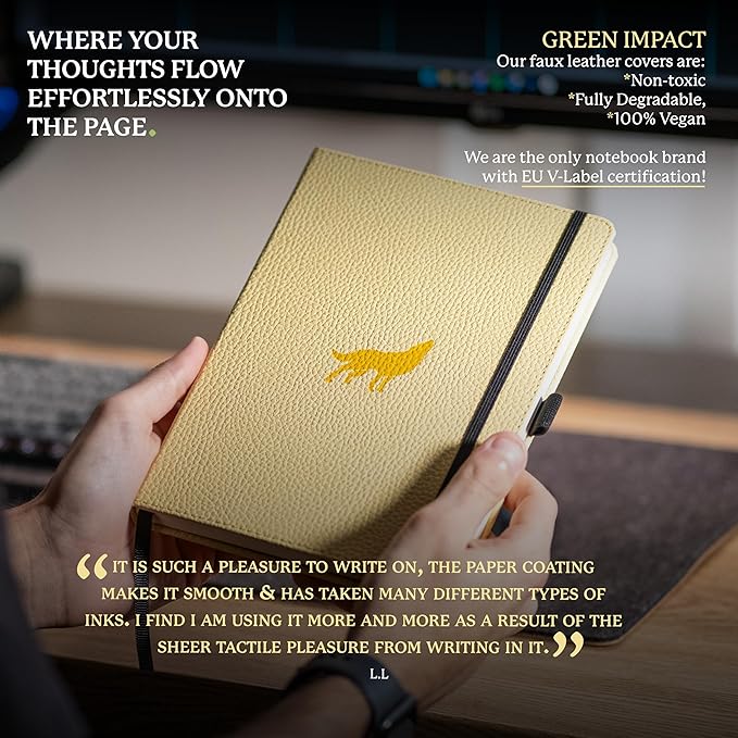 Dingbats A5 Wildlife Notebook Journal Hardcover, Cream 100gsm Ink-Proof Paper, 6.1 x 8.5 inches, 192 pages (Cream Wolf, Squared)