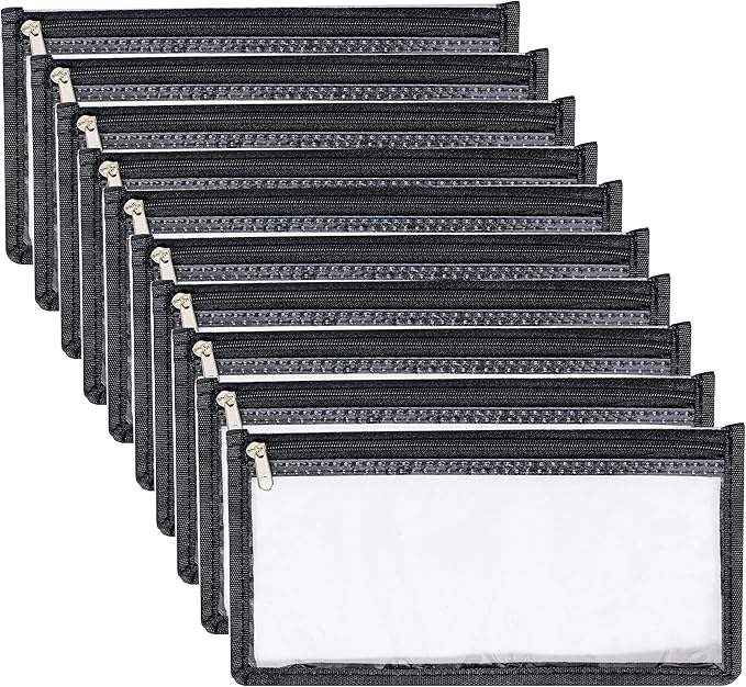 3.9 x 7.8 Clear Cash Register Money Pouch Bank Deposit Bag Check Wallet 10 Pack Zipper Closure