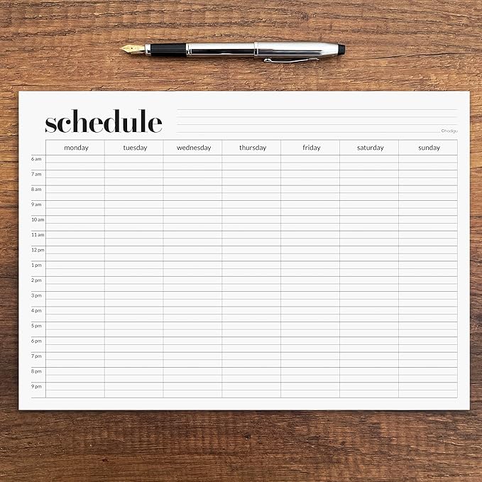 Weekly Schedule Pad, Tear Off Undated Weekly Planner Notepad, A4 Size (8,3" X 11,7"), Premium Thick Paper with Cardboard Back Support, Desk Planner by Hadigu