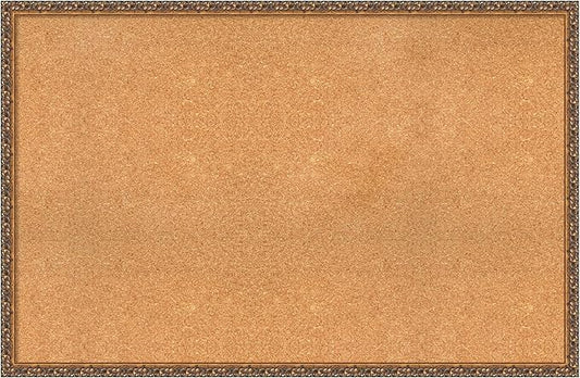Amanti Art Natural Cork Board for Wall, 30x46 Vision Board with Bronze Frame, Oversize Corkboard Office Decor for Home Organization, Traditional Corkboard Pinboard to Display Items for Home