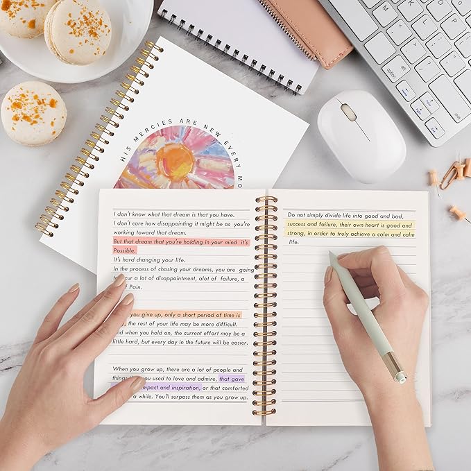 Qabliqo Watercolor Christian Spiral Notebooks, His Mercies Are New Every Morning Bible Journals for Writing, Religious Prayer Journal for Woman, Scripture Notebook for Note Taking, 5.5x8.3 Inch