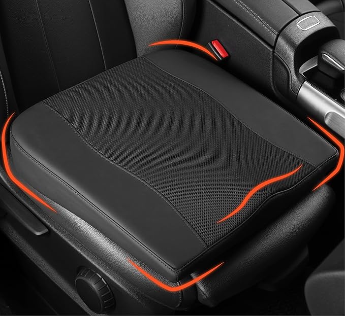 Car Seat Cushion, Comfort Memory Foam Car Cushions for Driving - Sciatica & Lower Back Pain Relief, Driver Seat Pillow for Auto, Office Chair, Wheelchair - Obsidian Speck Black